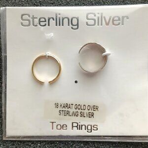 Sterling Silver & 18K Gold Over Sterling Toe Rings Set of 2 NWT (Missing 1)
